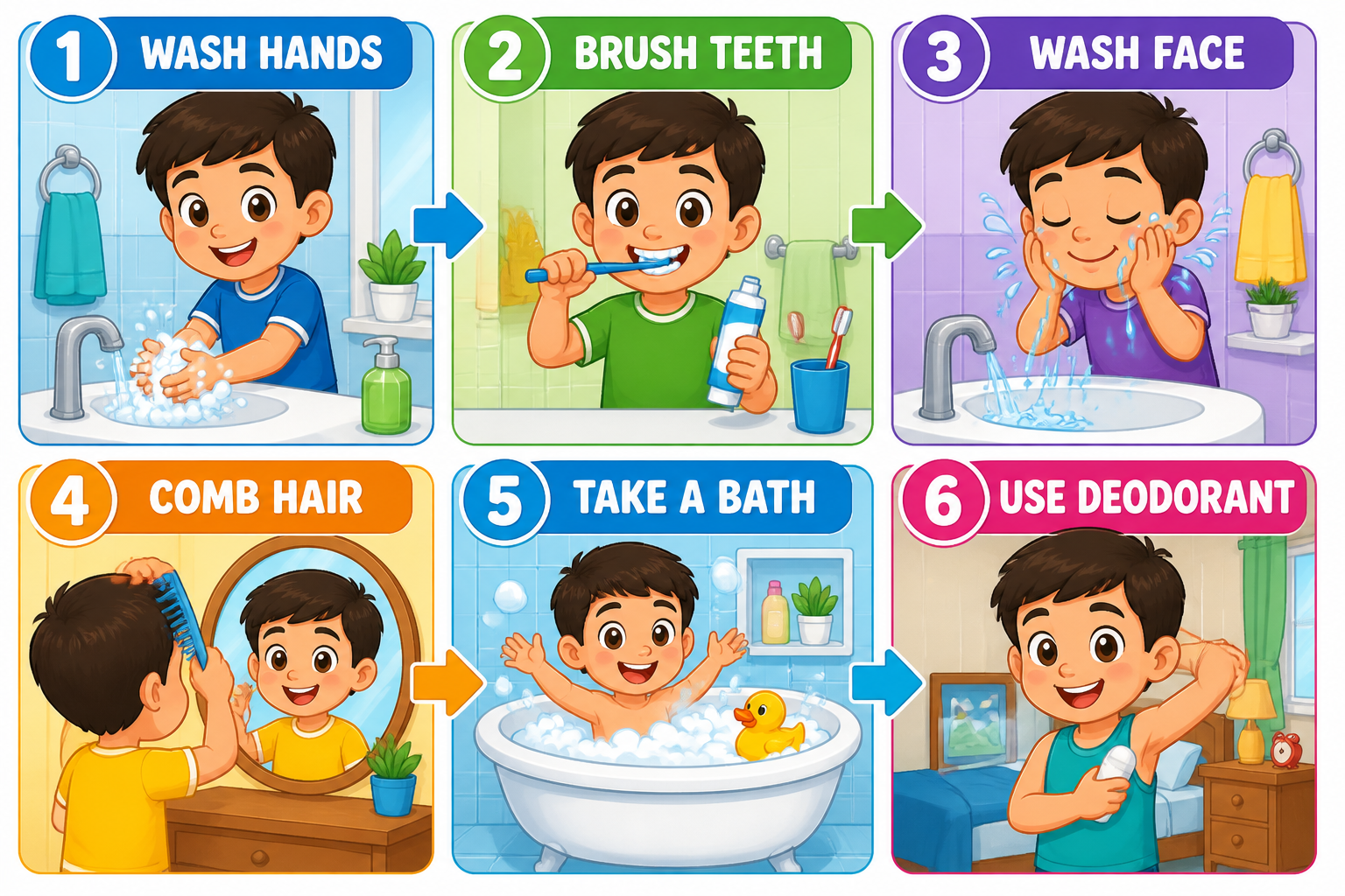Conjunto Visual de Higiene Personal: 6 Pasos para Ayudar a tu Hijo a Desarrollarse
