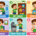 Snack Time Routine Visual Learning Set: 6 Steps to Help Your Child