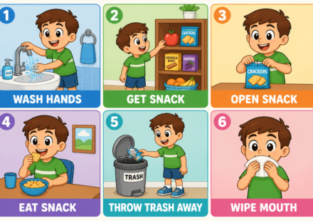 Set visual de rutina para la hora del snack: 6 pasos para ayudar a tu hijo