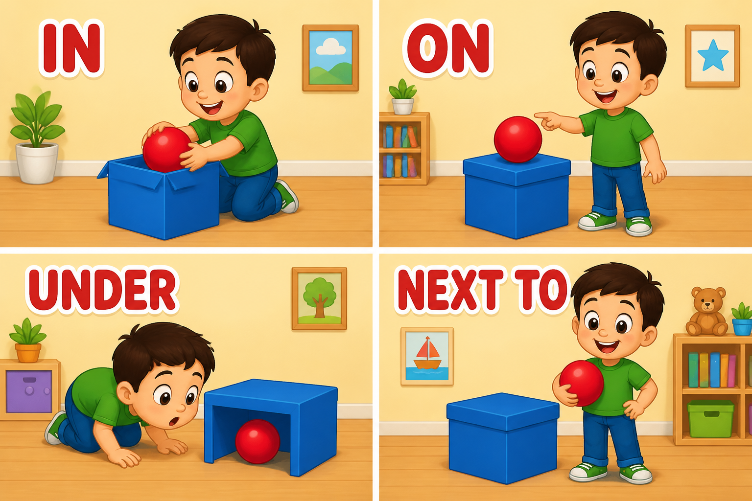Teaching Prepositions: IN, ON, UNDER, NEXT TO