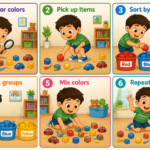 Color Sorting Treasure Hunt: A Fun Learning Through Play Activity