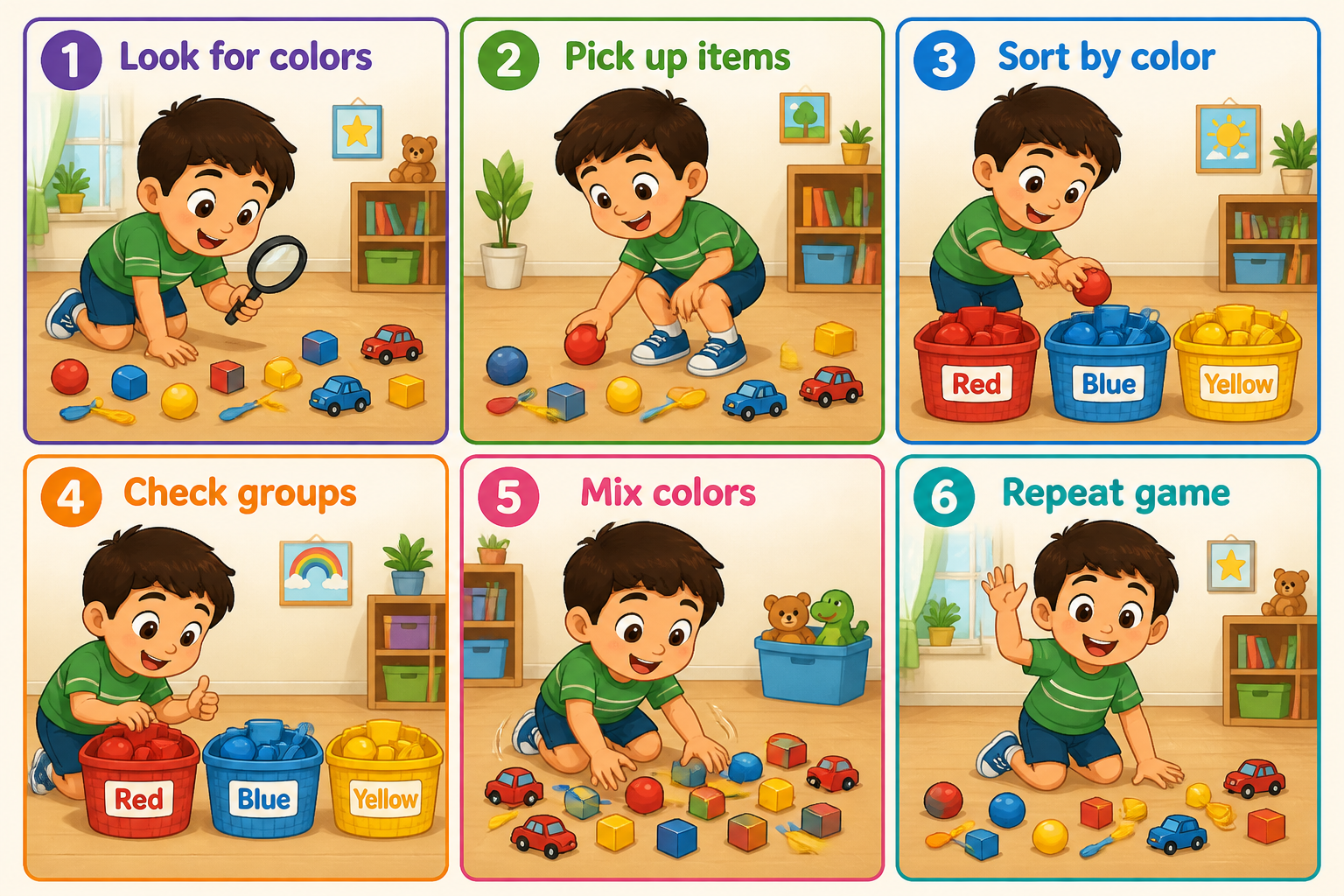 Color Sorting Treasure Hunt: A Fun Learning Through Play Activity